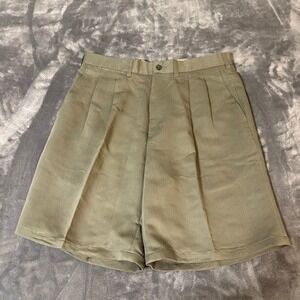 PING Mens Pleated Golf Shorts Khaki Herringbone Size 34 Relaxed Fit 4224